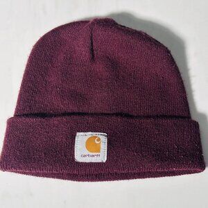 Carhartt Knit Beanie Maroon Burgundy Winter Skullcap Adult One Size Made In USA